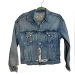 Polo Ralph Lauren Vintage Distressed American Flag Denim Jacket Blue Size M Photo 0