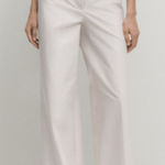 Massimo Dutti NWT Cotton Blend Wide Leg Trousers In Cream Size 8 Photo 0