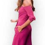 Gal Meets Glam Meredith Jumpsuit Women's Size 0P Pink Bow Off Shoulder Wide Leg Photo 9