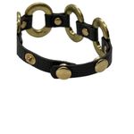 Juicy Couture  Gold Tone Brown Leather Bracelet Rhinestones Adjustable 8" Photo 3