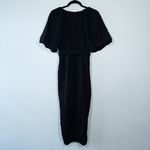 NWT BigHit Black Faux Wrap Belted Midi Dress Size Large Photo 5