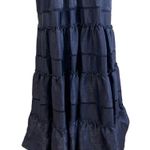 Jonathan Simkhai Tiered Sleeveless V Neck Maxi Dress Midnight Blue Size 18 Photo 9