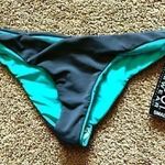 NEW NWT COY COY SWIMWEAR Chelsea Gray Turquoise Blue Low Rise Swim BOTTOM Small Photo 0