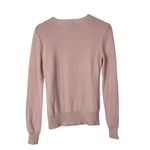CHAPS  Light Pink Shimmer Metallic V-Neck Cable Knit Sweater S Photo 1