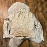 Sundance Jacket Womens Medium Lambskin Leather Linen Cream Zipper Moto Soft Photo 10