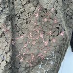 Michael Michael Kors Women's Small Brown Lace Long Sleeve Half Button Blouse Photo 4