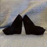 Black suede open toe wedge heels. EUC. Size 6.5 Photo 4