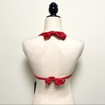 Skye Red Metallic Gold Sparkle Sliding Halter Bikini Top NWT Small Soft Cup Photo 3