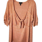 Jessica Simpson  Babydoll Top Women's 3XL Orange Ribbed Blouse Short Sleeve Photo 0