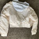 No Comment Cream Bomber Jacket with Quilted Design and High Collar Photo 5