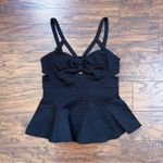 Free People • Royalty Peplum Top black quilted jacquard knit strappy tank cutout Photo 1