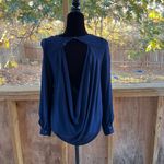 Haute Hippie  Women's Dark Blue 100% Silk Open Back Blouse Size XS Photo 2