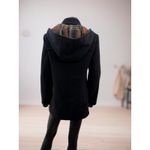 Bebe Wool Toggle Coat Hooded Plaid Lined Black Women's Size S Photo 1