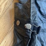 RED SAKS FIFTH AVENUE vegan leather shorts overalls size large Black Photo 4