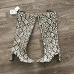 ZARA Faux Leather Snakeskin Knee High Tall Heeled Boots Photo 6