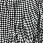 Lauren Ralph Lauren Womens 2X Black White Gingham Linen Snap Front Roll Tab Photo 1