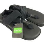 Santiro Womens Sling Sandals Thong Fabric Wrap Cushion Black Comfort 36 US 5 Photo 0