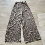 Venti6 Pants with Drawstring Made in Italy Tan SZ S Flowy‎ Wide Legs Brown Photo 0