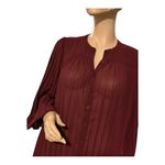 Garnet Hill Ribbed Detail Sheer Red Shirt dress Small Photo 4