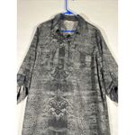 EST 1946 Women Snake Print Button Shirt Dress Roll Tab Sleeve Pocket Gray XL Black Photo 2