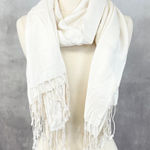 Bindya Women Scarf One Size‎ Fringe Pashmina Wrap Shawl Lightweight Minimalist White Photo 0