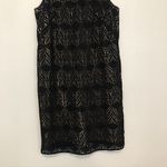 Loft ANN TAYLOR Black Beige Crochet Sleeveless Tie Bow Back Cotton Shift Dress 6 Photo 3