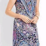 Talbots  Size 10 Paisley Shift Dress Mini Ruffle Neck Garden Party Maximalist Photo 0