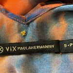 VIX by Paula Hermanny orange and blue sheer tie waist cover up Photo 2