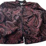 Sheri Martin Velvet Floral Jacket Black red Size 12 Vintage Bling Floral Photo 4