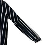 Loft  Striped Balloon Sleeve Split Neck Blouse Womens XS Black Corporate European Photo 3