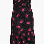 Ali & Jay  Ariel Dress Midi Novelty Print Lips Sexy Black Pink XS Ruched Dot Photo 2
