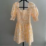 1. State  Bodice Dress Womens Large Yellow Floral Smocked Puff Sleeve Cottagecore Photo 2