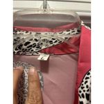 Hot Pink Satin With Leopards Button Top Blouse Oversize Long Size Large Office Photo 1