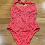 Mossimo crochet halter bandeau one piece swim suit size medium. Pink Photo 1