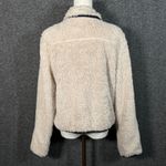 Thread & Supply Ivory Sherpa Fleece Jacket Medium Teddy Coat Button Front Black Photo 5