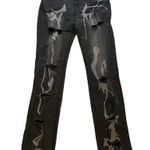 SheIn NWT, Graphic and Pain Splashed Ripped Hi Rise Jeans, Sz 28 Photo 1