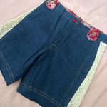 Handmade Vintage unique  Denim Shorts with Floral and Lace Details Photo 1