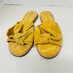 Madewell  Mustard Yellow Suede Leather Bow Flats Womens 7 Sandals Slides Beach Photo 2
