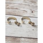 Vintage Clip On Earrings Gold Tone Hoop With Line Detail 0.75" Photo 3