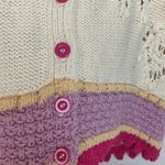 ZARA  womens size small knit crop tank hearts crochet cream pink kawaii button Photo 7