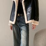 Commense Fleece Lined Faux Leather Jacket size small Black Photo 0