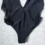 Topshop  Black Plunge Neck One Piece Swimsuit Photo 2