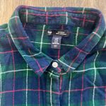 Gap  Boyfriend Shirt Women Button up Flannel in Blue & Green Tartan Plaid Size M Photo 3