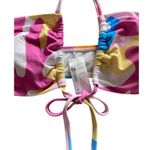 Cupshe NWT- Adorable two piece swimsuit, colorful pink, blues and yellows, Top has some padding, bottoms tie on sides, brand new, size medium Photo 1