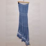 Storia Women's Medium Blue White Tie Dye Strapless High Low Asymmetrical Dress Photo 7