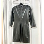 Alice + Olivia  Inka Vegan Leather 3/4 Sleeve Bodycon Mini Dress Black Size US 10 Photo 6