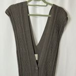Michelle Mason Dress Cable Knit Taupe Brown Sz S Button Sleeveless Vest Bamboo Photo 2