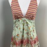 Muchacha Boho Floral Striped Backless Halter Top XL Spain Pink Photo 0