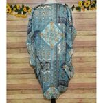 Umgee Ladies S/M Sheer Aqua Blue & Gold Pretty Print Open Front Kimono Cardigan Photo 6