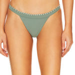 Tularosa  Olive Green Bikini Bottom MEDIUM Cheeky Whip Stitch High Cut Odella NEW Photo 0